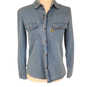 vintage levi's (90s) orange tab button down denim workshirt made in USA size XS